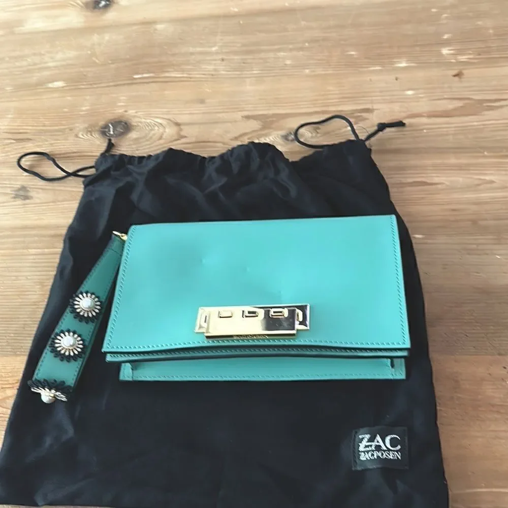 ZAC POSEN Earthette Leather Clutch + Dust Bag